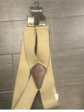Carhartt Tan Suspenders with Brown Leather Accent
